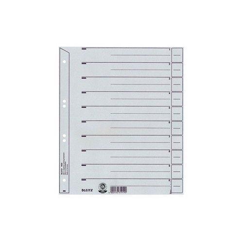 100 Stück LEITZ Akten Trennblätter A4 Kraftkarton 200g/qm Grau 1650-00-85 6-Fach