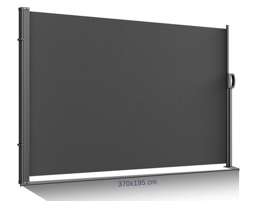 BelleMax Seitenmarkise 195x370 cm Anthrazit Sichtschutz Windschutz Ausziehbar XL