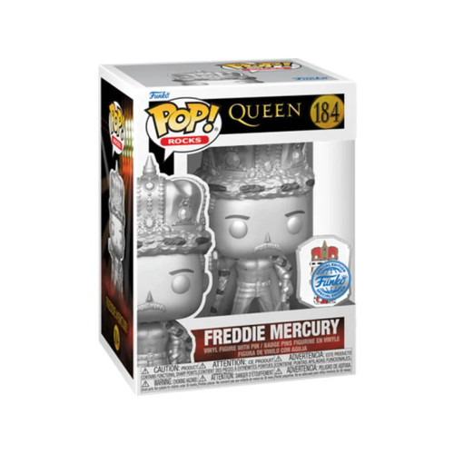Funko Pop! Rocks Queen Freddie Mercury #184 Platinum Metallic Figur & Pin Neu
