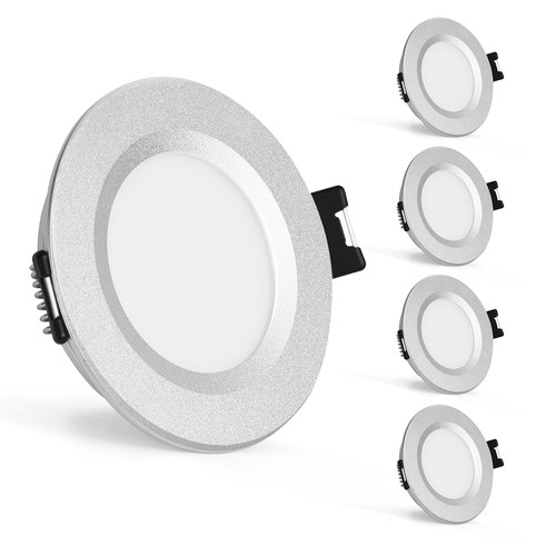 Gr4tec 12V LED Einbaustrahler 4er Set 3W 240lm Warmweiß Dimmbar Silber IP44