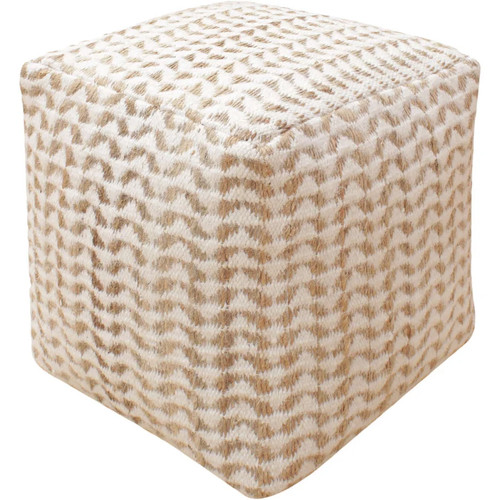 House Nordic Vapi Pouf Sitzhocker Handgewebt Natural/Ivory 40x40x40cm Baumwolle