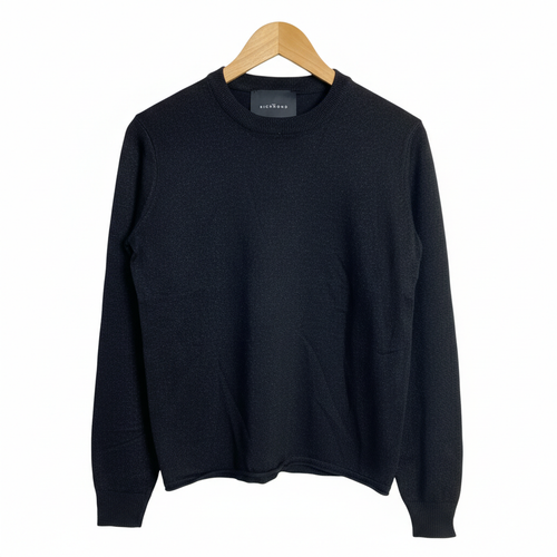 John Richmond Damen Strickpullover Schwarz Gr. L Lurex Glitzer Rundhals