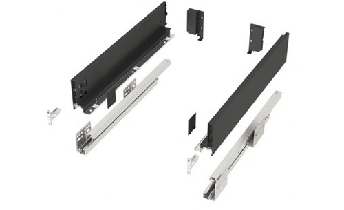 JUNKER Slim Schubkastensystem Vollauszug 500mm 84mm Soft-Close Anthrazit 4er Set