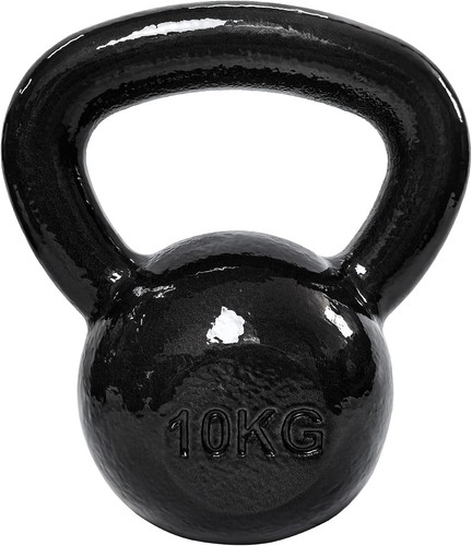 Kugelhantel Gusseisen Kettlebell 10 kg Schwarz Fitness Hantel breiter Griff