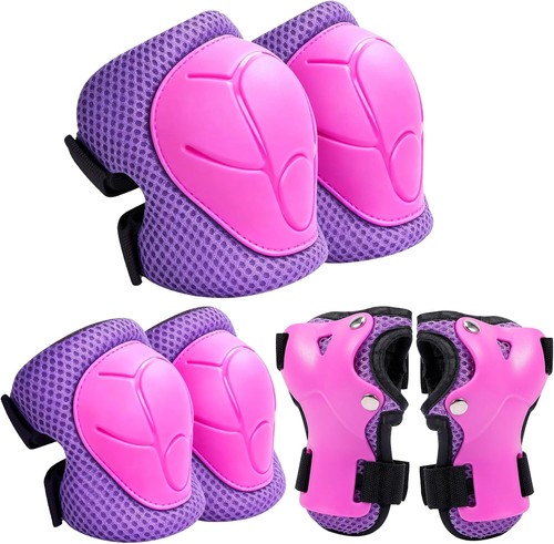 LANOVA Kinder Protektoren Set 6-in-1 Schutzausrüstung Inliner Skaten Pink Gr. S