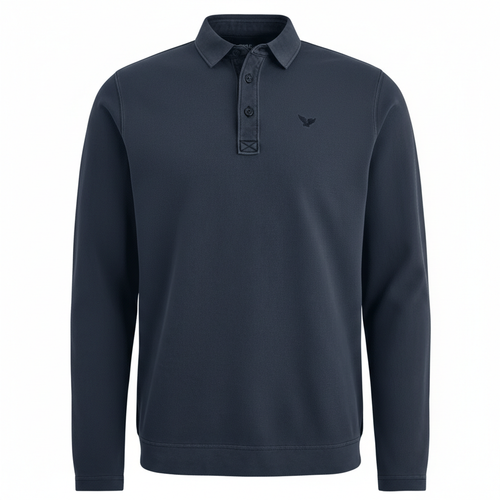 PME LEGEND Herren Langarm Poloshirt Dunkelblau Gr. M Polohemd Regular Fit
