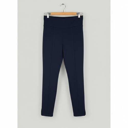ZERO Damen Schlupfhose Blau Gr. 36 Stretch Stoffhose Biesen Schlitz Gummizug