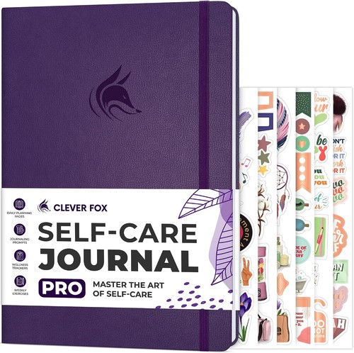 Clever Fox Self-Care Journal PRO Achtsamkeitstagebuch 17,8 x 25,4 cm Violett
