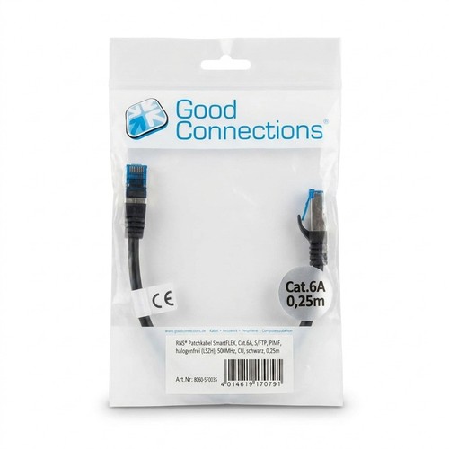 Good Connections SmartFLEX Patchkabel Cat.6A S/FTP PiMF LSZH 0,25m Schwarz