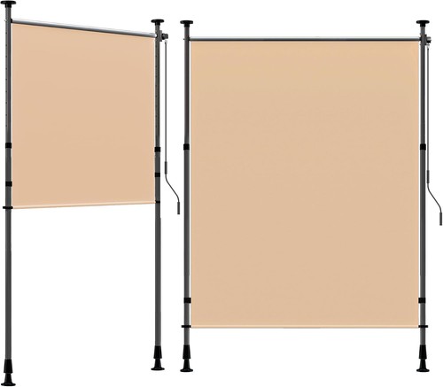 Bellemax Senkrechtmarkise 120x270 cm Khaki Klemmmarkise Balkonrollo UV-Schutz