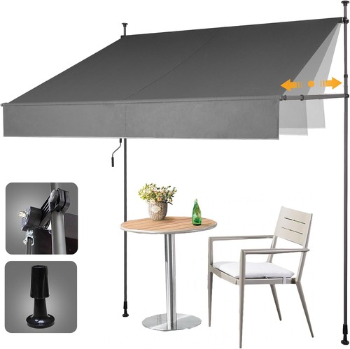 HOMEDEMO Klemmmarkise Balkon ohne Bohren 150x120-150 cm Grau Sonnenschutz