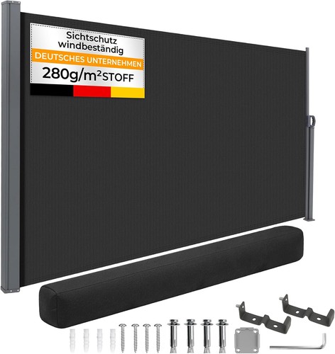 Homedemo Seitenmarkise Ausziehbar 420x160 cm Anthrazit Sichtschutz Windschutz