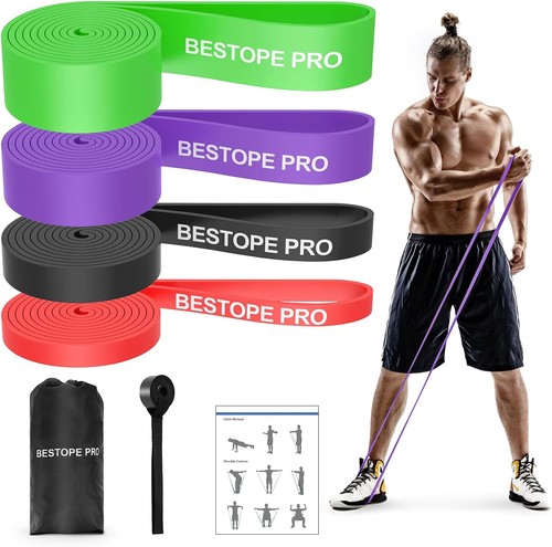 BESTOPE PRO Widerstandsbänder Set 4-teilig Fitnessbänder mit Türanker & Tasche