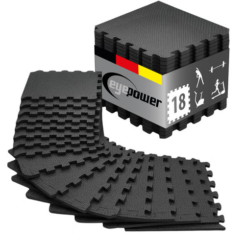 eyepower Puzzlematten Set 18 Stk. 30x30cm Bodenschutzmatte Fitnessmatte EVA