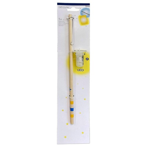 Riethmüller LED Laternenstab Holz 30 cm Bunte Sterne Lampionstab Elektrisch