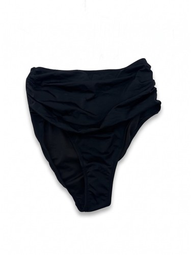 Trendyol Damen Bikinihose High Waist Gr. 40 L Schwarz Gerafft Bauchweg Hipster