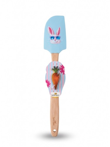 RBV Birkmann Teigschaber Hase Ausstechform Möhre Silikon Holz 32cm Hellblau
