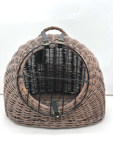 Aumüller Korbhöhle Vintage Grau 60 cm Katzenhöhle Transportkorb Weide Gittertür