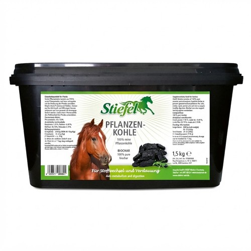 Stiefel Pflanzenkohle Pferdefutter 1,5 kg Magen Darm Stoffwechsel Kotwasser