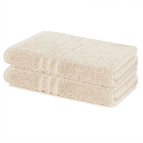 Lavea 2er Set Duschtuch 70x140 cm Serie Elena Creme 100% Baumwolle Duschhandtuch
