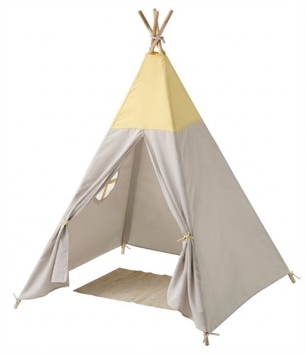 IKEA HÖVLIG Spielzelt Kinderzelt Tipi Zelt Beige Akazienholz 120x120x164 cm