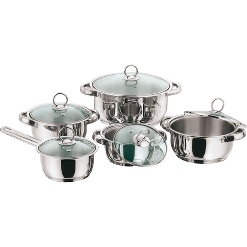 KING Topfset New Silver Line Glas Kochtopfset Edelstahl Induktion 10tlg 16-24cm