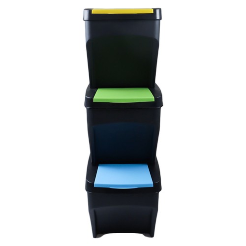 Practic Recycle Bin Mülltrennsystem 3 x 25 L stapelbar 75L Abfalleimer Set