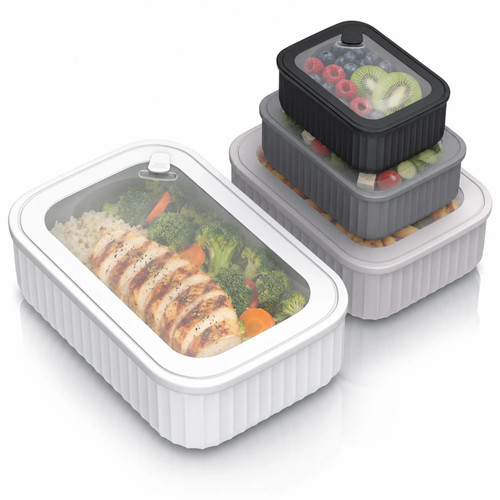 Arendo Frischhaltedosen Set 4-tlg Vorratsdosen Dampfventil BPA-Frei Mikrowelle