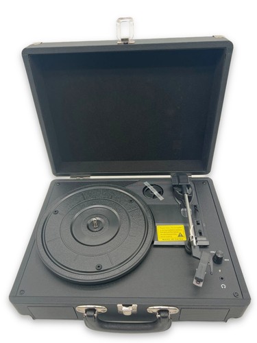 C200 Plattenspieler Koffer Retro Vinyl Lautsprecher 33 45 78 RPM Cinch Schwarz