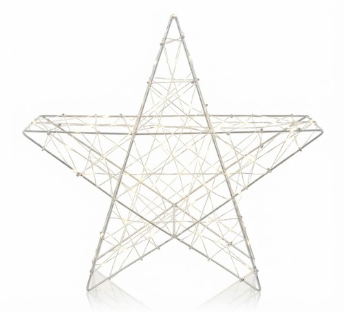 Lights4fun LED Stern Duchy 3D Weihnachtsbeleuchtung Metall 60cm Silber Bicolor