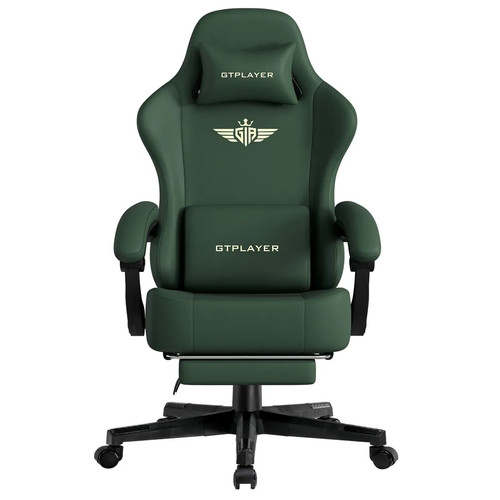 GTPLAYER GT829 Gaming Stuhl Ergonomisch Buerostuhl Fussstuetze Kunstleder Grün