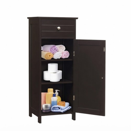 Badezimmerschrank Bodenschrank Midischrank Schwarz HW66372BK Badschrank 87cm