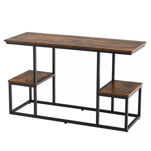 Costway Couchtisch Fernsehtisch TV-Board Holz Metall 108x40x65cm Braun Industrie