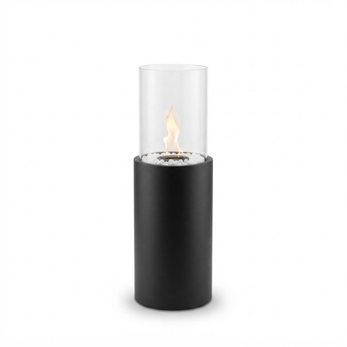 JHY DESIGN Bioethanol Standkamin HY5092 Metall Glas 80cm Rund Außenkamin Schwarz