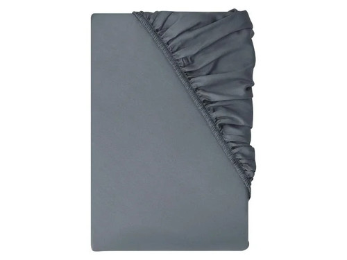 LIVARNO Home Satin Spannbettlaken 180-200 x 200 cm Steghöhe 27 cm Dunkelgrau