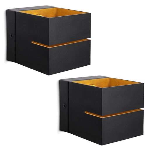 SSC-LUXon 2er Set Wandleuchte KOURA Innen Schwarz Gold – Up & Down Wandlampe