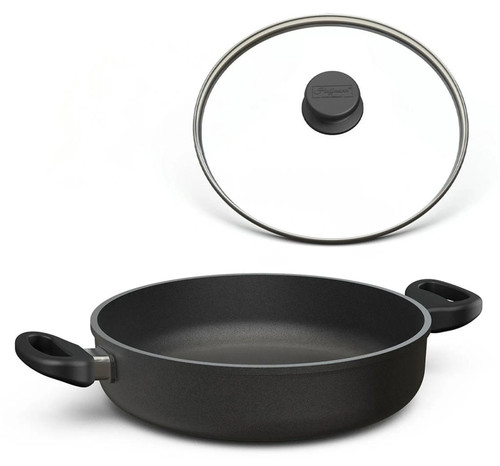 Hoffmann Schmorpfanne Ø 32 cm Aluguss induktionsgeeignet mit Glasdeckel & 2