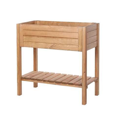 PATKAR Hochbeet Kiefernholz 79x39x79 cm Holz Pflanzkasten Blumenbeet mit Ablage