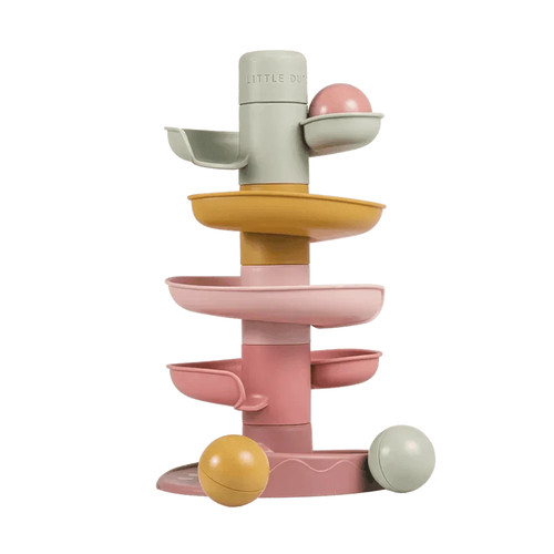 Little Dutch Spiralturm Kugelbahn Spiral Tower Pink Rosa Motorikspielzeug 9tlg
